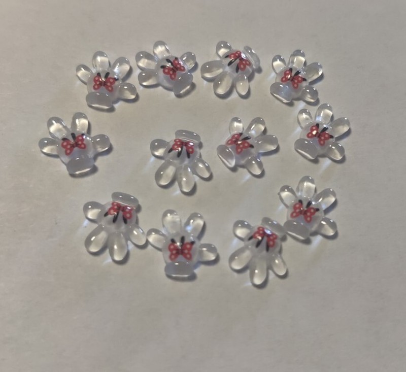 New 12pcs Minnie Mickey Mouse Glove 3D Nail Art Set Of 12 Resin Plastic Charms