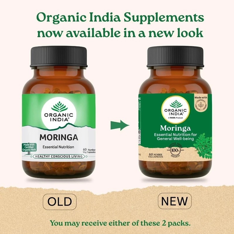 Organic India Moringa 60 Veg Capsules Ayurvedic Support energy Herbal 5 Pack gallery