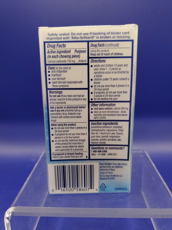 Alka-Seltzer Cool Mint Extra Strength Heartburn Relief Gum 16 Pieces Exp 08/2026 gallery