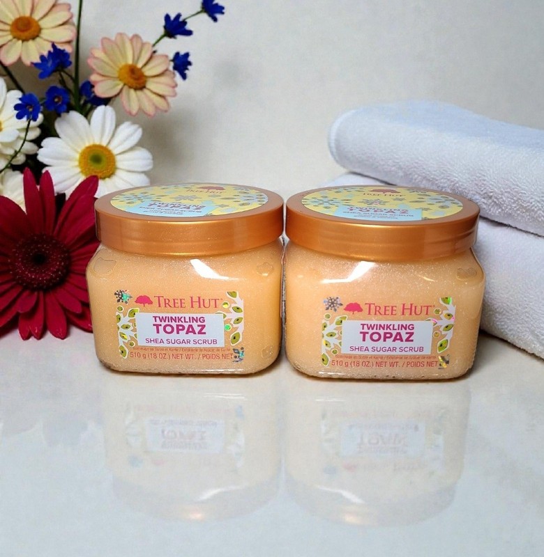 Tree Hut Twinkling Topaz Shea Sugar Scrub 18oz, 2-Pack-Exfoliating Body Glow,NEW