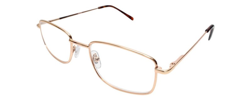 Calabria R754 Rectangle Metal Reading Glasses +6.00 Shiny Gold Men Designer Retr