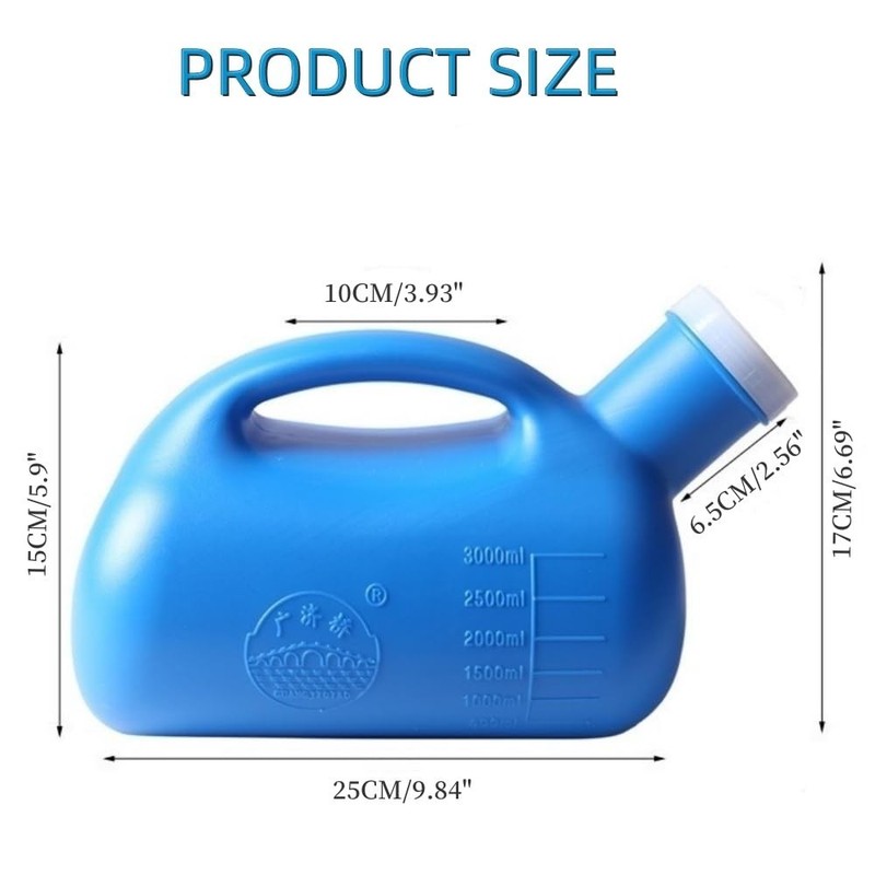 Large 3000ML Male Urinal - Portable Travel Pee Bottle, Mens Potty Collector (Blu gallery