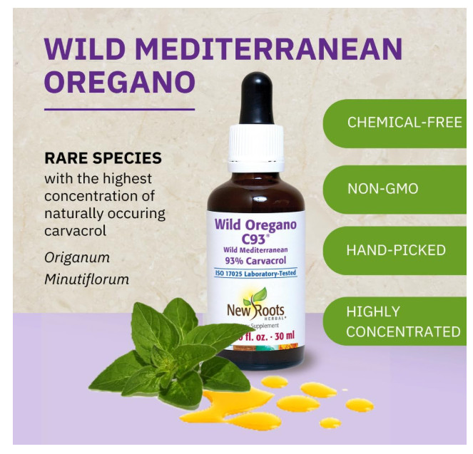 New Roots | Wild Oregano Oil Drops, C93 | 93% Carvacrol 1 Fl Oz (Pack of 1) gallery