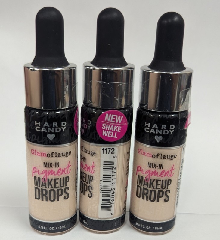 3PCS HARD CANDY GLAMOFLAUGE MIX-IN PIGMENT MAKEUP DROPS #1172 FAIR 1 – 0.5fl oz