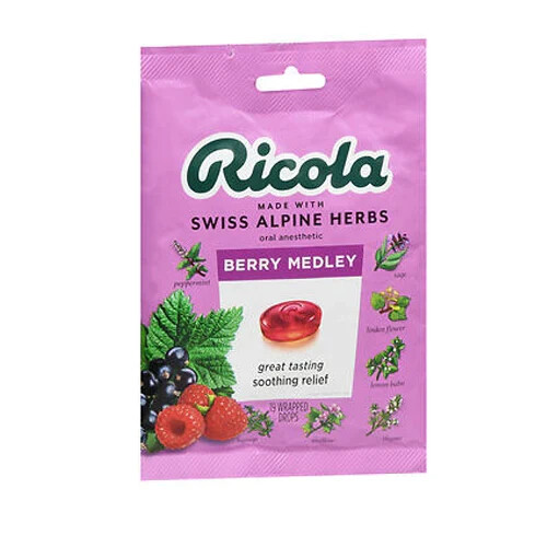 Ricola Bag of Berry Medley Cough Drops 19 Wrapped Drops X 3 BAGS