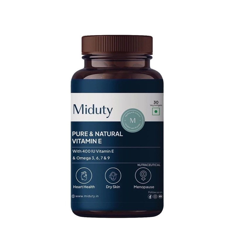 Miduty Pure Natural Vitamin E Capsules, Enhanced with Omega-3-6 – 7-9 | 30N