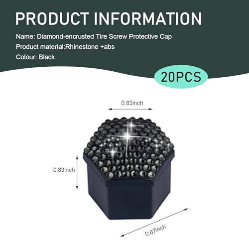 20 PCS Bling Crystal Wheel Lug Nut Cover, 17mm Hexagonal Nut Covers with Black gallery