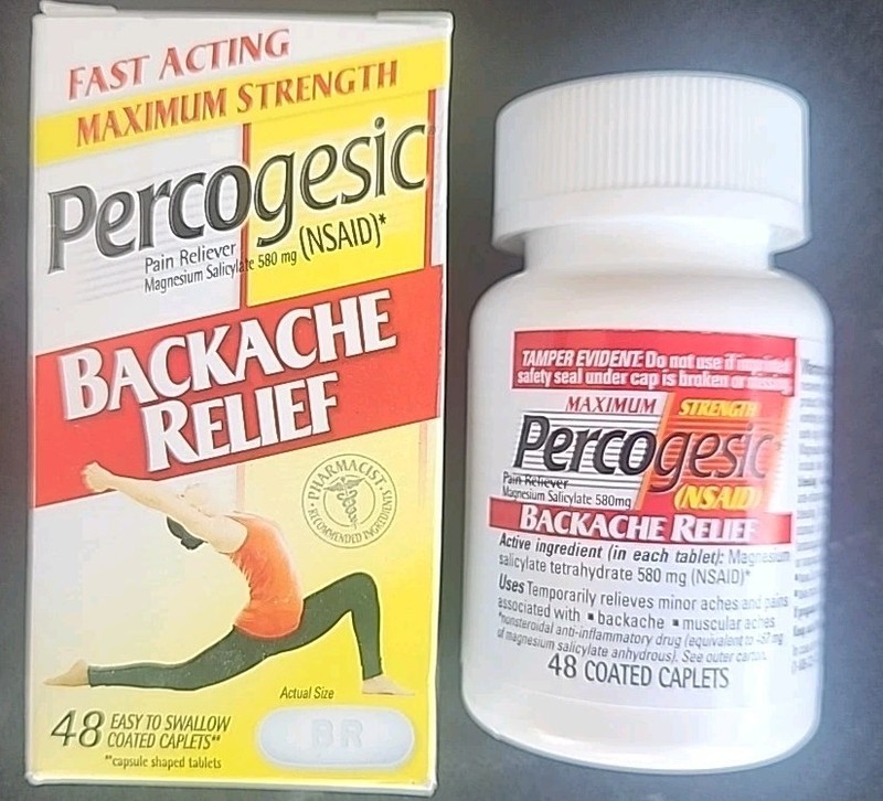 Percogesic Backache Relief Pain Reliever, Maximum Strength, 48 Tablets 10/2026