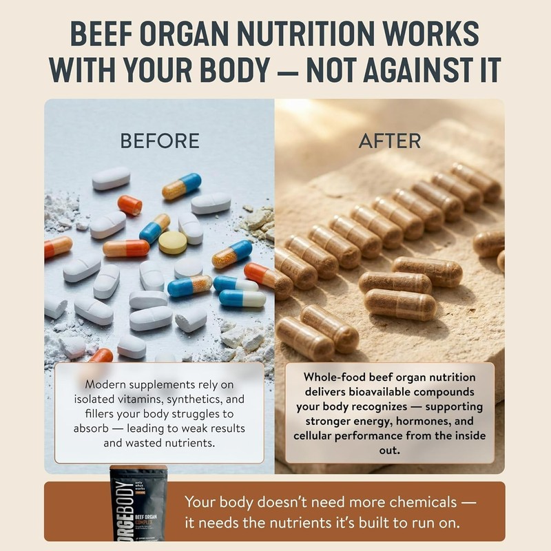 FORGEBODY® Beef Organ Complex 60 Capsules – 100% Grass Fed Beef Organ Supplement gallery