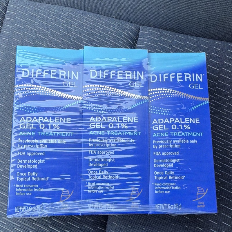 Differin Gel Adapalene 0.1% Acne Treatment Gel for Face, 1.6 oz (45g)