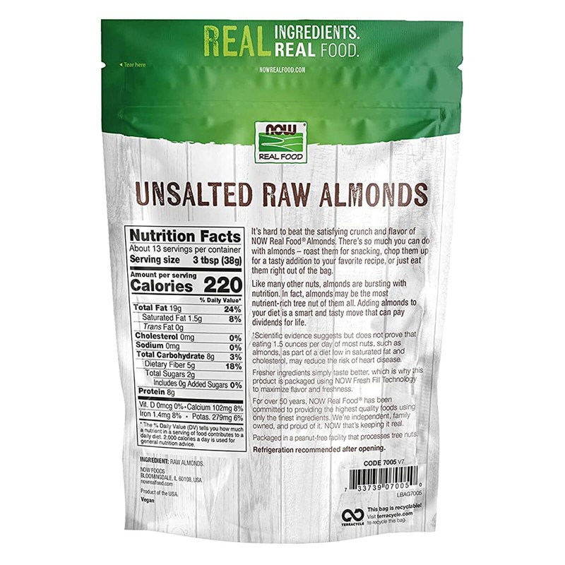NOW FOODS Almonds Raw & Unsalted 16 oz gallery