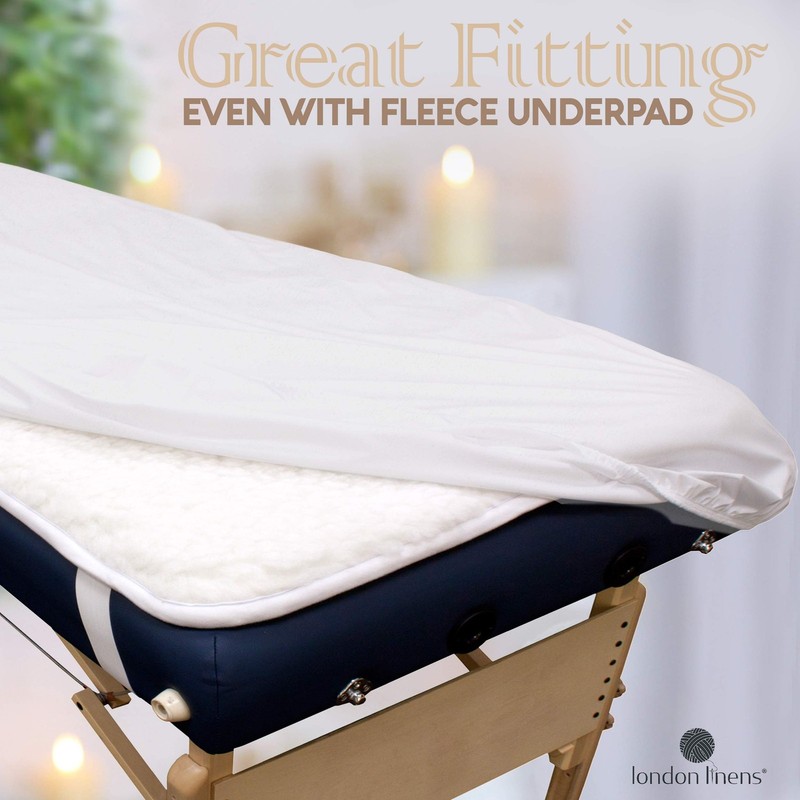 London Linens Extra Thick 3 Piece Set Massage Table Sheets 3 Set, White gallery