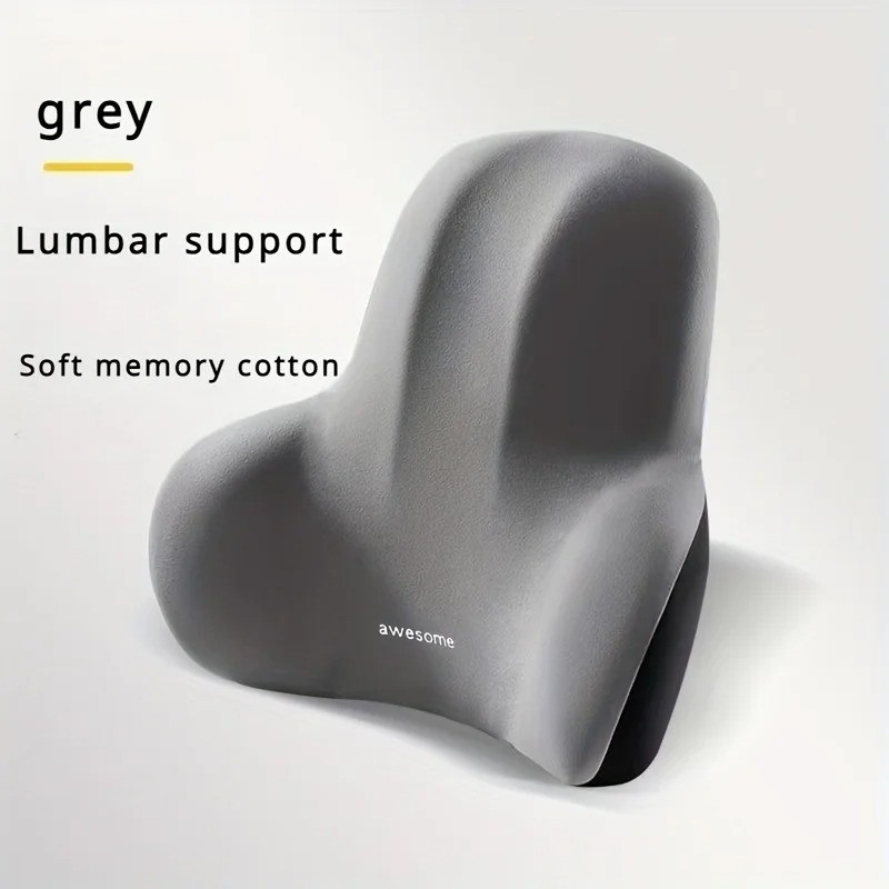 1pc Memory Foam Seat Cushion Set - 2-in-1 Lumbar & Seat Pillow for Office/Car,Gr gallery