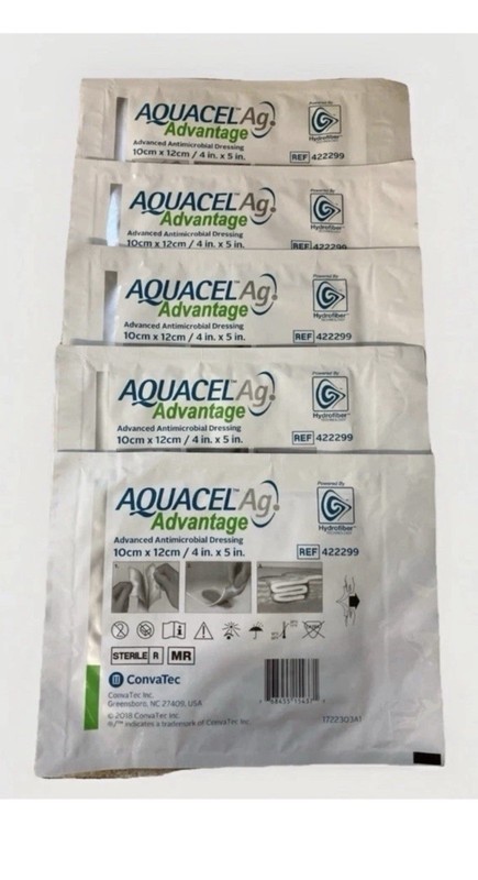 10 Aquacel Advantage Silver Dressing 4×5 , Pack /10 Dressings Exp. 2027/08