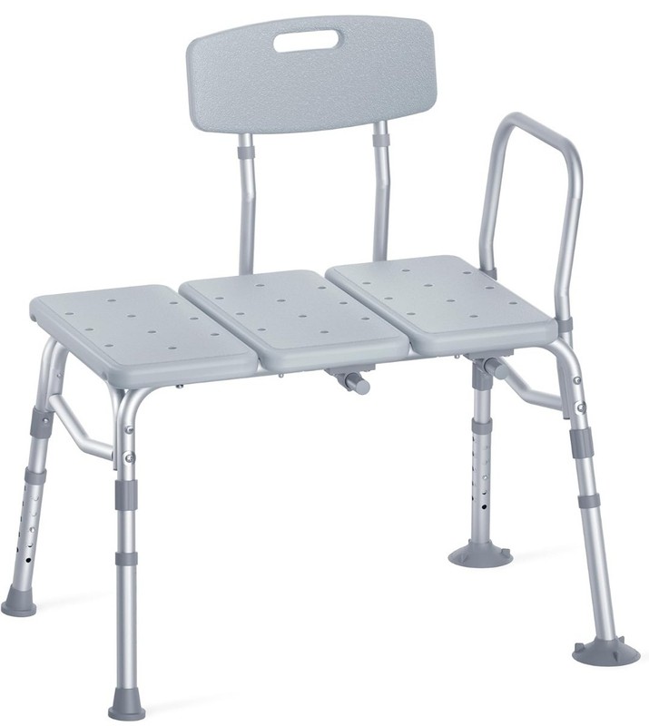 Gray Transfer Bench Adjustable Height Reversible Backrest 400 lb ADA Compliant