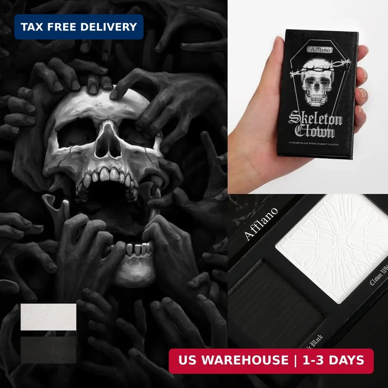 Black White Makeup Palette, White Pressed Setting Powder Goth Halloween Black Go gallery