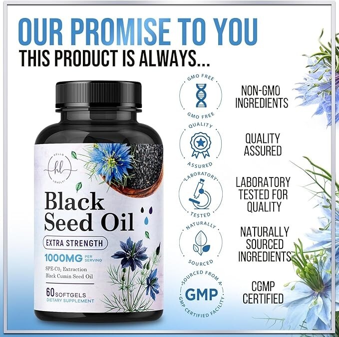 Black Seed Oil Softgels 1000mg - Premium Nigella Sativa Blackseed, Pure Natural gallery