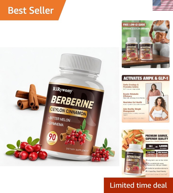Berberine Supplement, Berberine with Ceylon Cinnamon Bitter Melon and Gymnama…