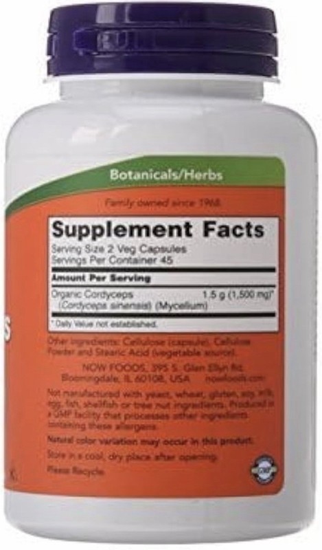 NOW Foods Cordyceps 750mg 90 Veg Capsules Immune Support gallery