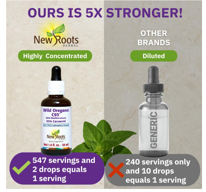 New Roots | Wild Oregano Oil Drops, C93 | 93% Carvacrol 1 Fl Oz (Pack of 1) gallery