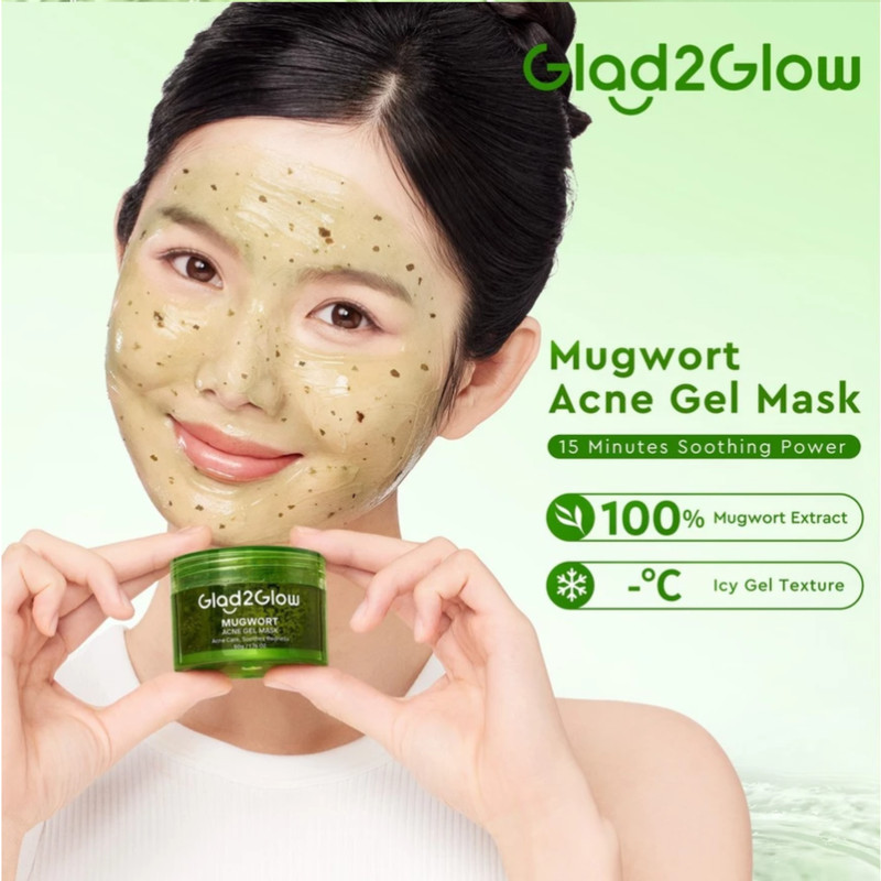 Glad2Glow Mugwort Acne Gel Mask Soothing Redness Masker Muka sleeping Face Mask gallery