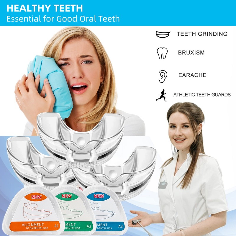 Mouth Guard for Clenching Teeth at Night,Teeth Straightener for Adults,3-Pack gallery