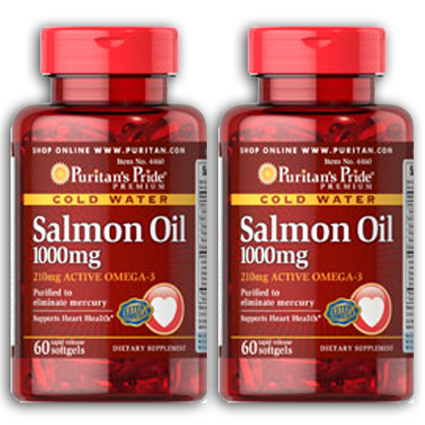 Puritan Pride Omega-3 Salmon Fish Oil 1000 mg 2×60 or 1X120- NO MERCURY – USA
