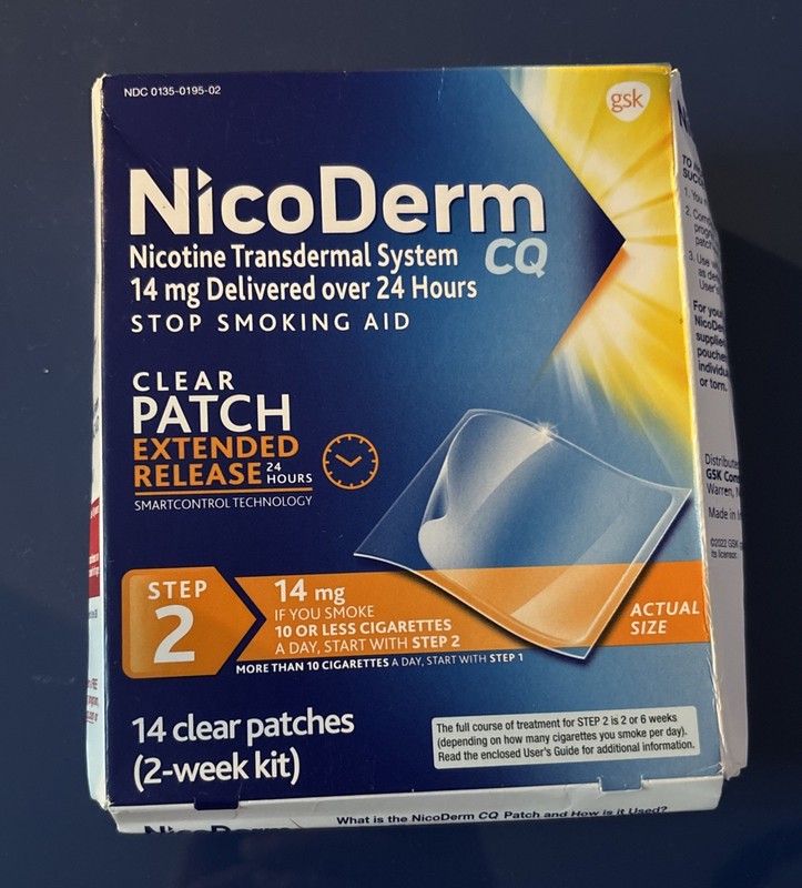 NicoDerm CQ Step 2 Clear Patches, 14mg – 14 Count Exp 07/2027