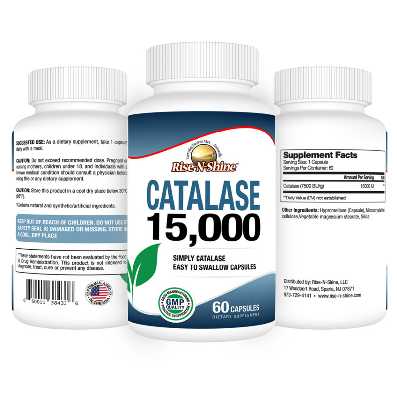 Catalase 15,000 - 60 Day Supply by Rise-N-Shine - Buy 2 Get 1 FREE 3 Pack gallery