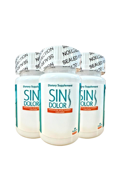 SIN DOLOR 3 BOTTLES 90 CAPSULES JOINT SUPPORT ANTIRHEUMATIC ANTIINFLAMMATORY