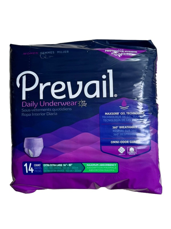 Prevail (Sz XXL) For Women Daily Disposable Underwear Female Maximum 14 Ct New gallery