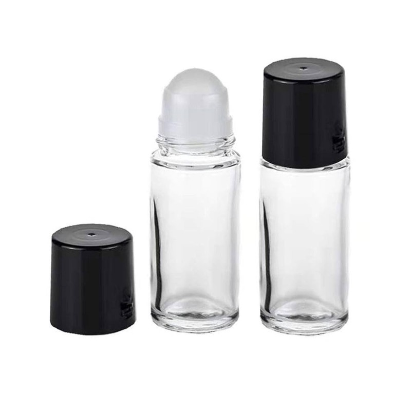 30ml glass roll on bottle with black lid gallery