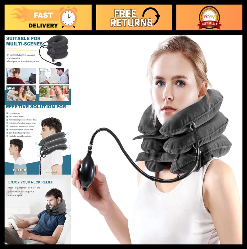 Adjustable Neck Stretcher & Cervical Traction Device for Pain Relief & Support