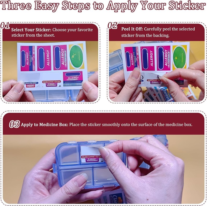 Portable Grey Pill Organizer with 7 Compartments & Instructional Labels Included gallery