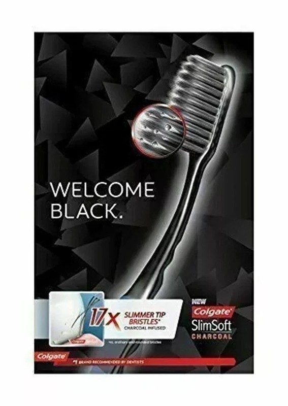 8 PC Colgate Slim Soft Charcoal Toothbrush 17x Slimmer Soft Tip Bristles gallery