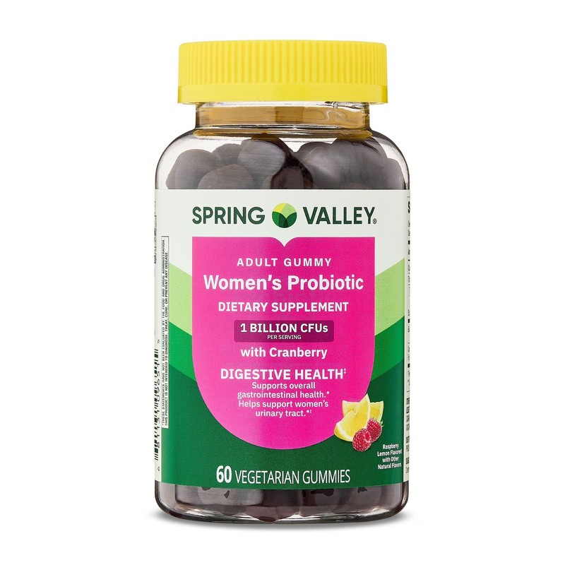 Womens Probiotic with Cranberry Vegetarian Gummies Raspberry Lemon 60 Ct