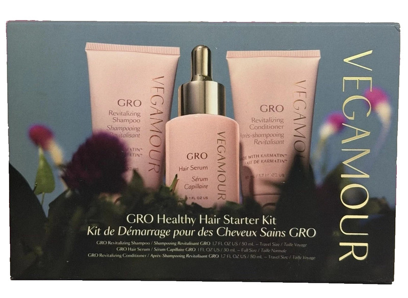 Vegamour GRO Healthy Hair Starter Kit- Shampoo, Conditioner & Hair Serum NIB $89