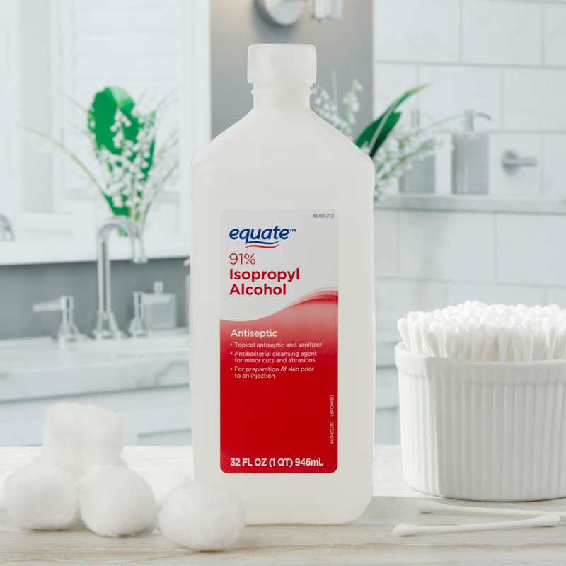 Equate 91% Isopropyl Alcohol Antiseptic Liquid, Resealable, 6 PACK, 6 x 32 fl oz gallery