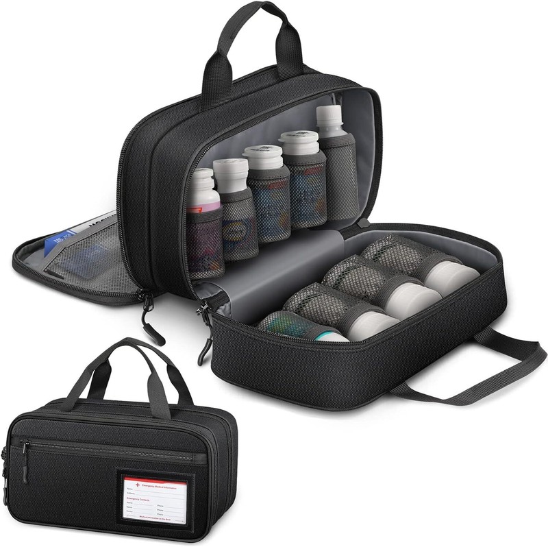 Pill Bottle Organizer Medicine Storage Bag Medication Travel Carrying Case