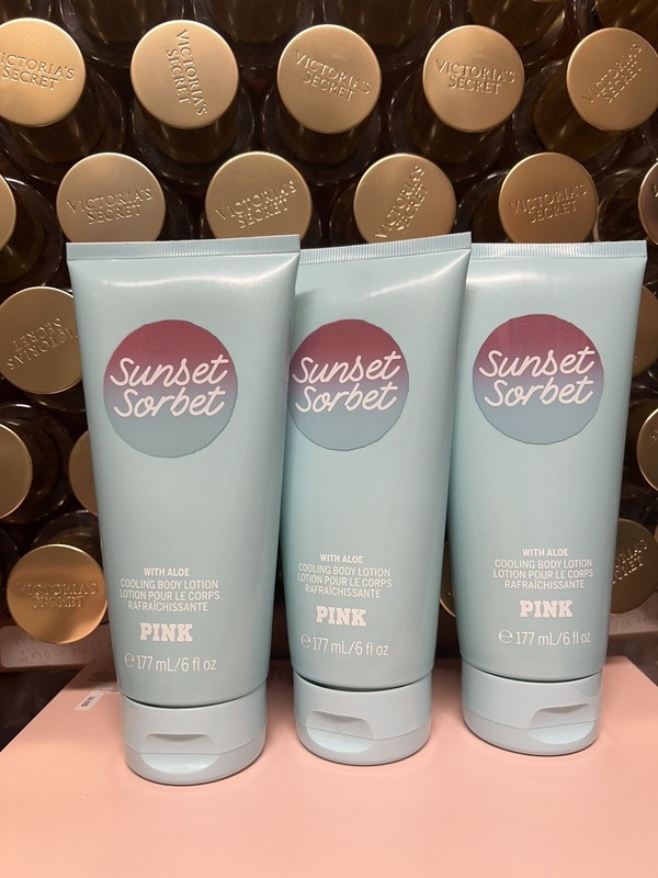 3 Pc Victoria’s Secret Sunset Sorbet Cooling Body Lotion With Aloe 6 Fl Oz Each