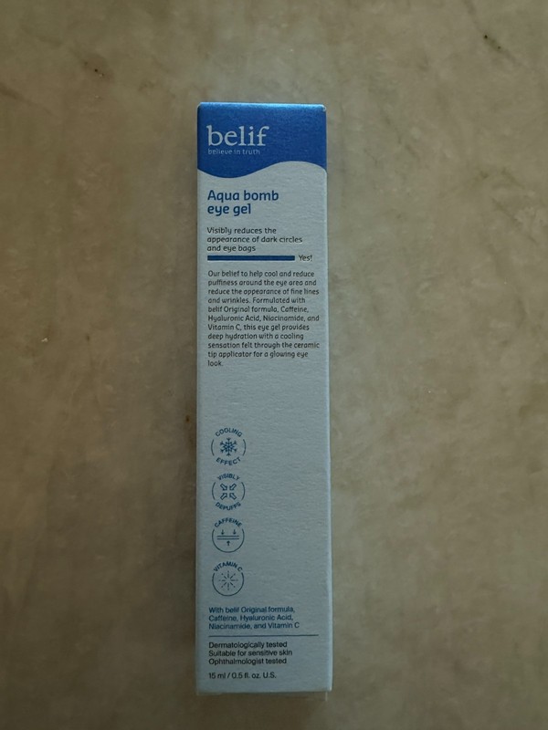 belif Aqua Bomb Cooling Eye Gel 15mL /0.5 fl oz Korean Skincare Made In Korea
