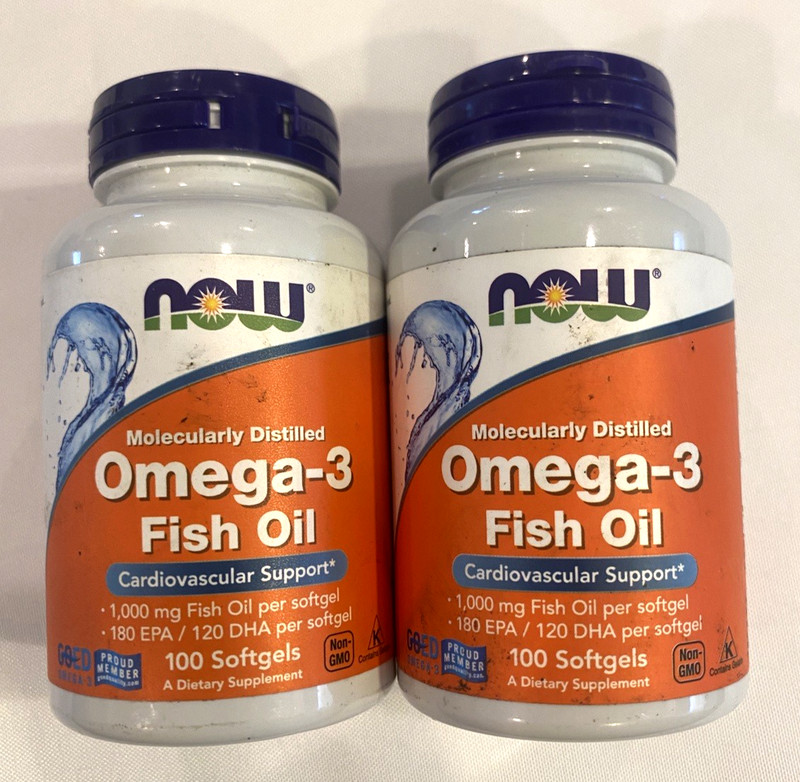 2 NOW Foods Omega 3 180EPA/120DHA 100 Softgels ea 1000mg Fish Oil 11/2027