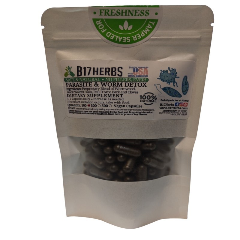 Worm & Parasite Blend – Black Walnut, Wormwood, Pau D’Arco, Clove – 100 Veg Caps