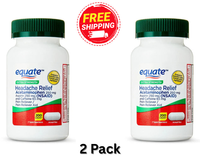 Equate Extra Strength Headache Relief Caplets, 250mg, 200 Count ( Free Shipping