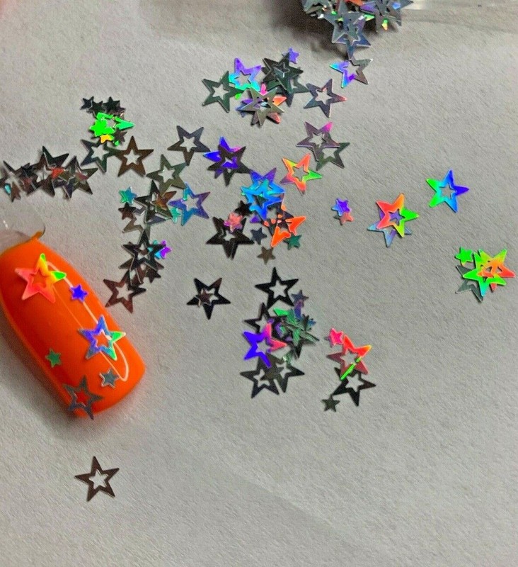 Holographic Hollow Star Nail Glitter | 1 TSP | Gel Nail Art & Acrylic