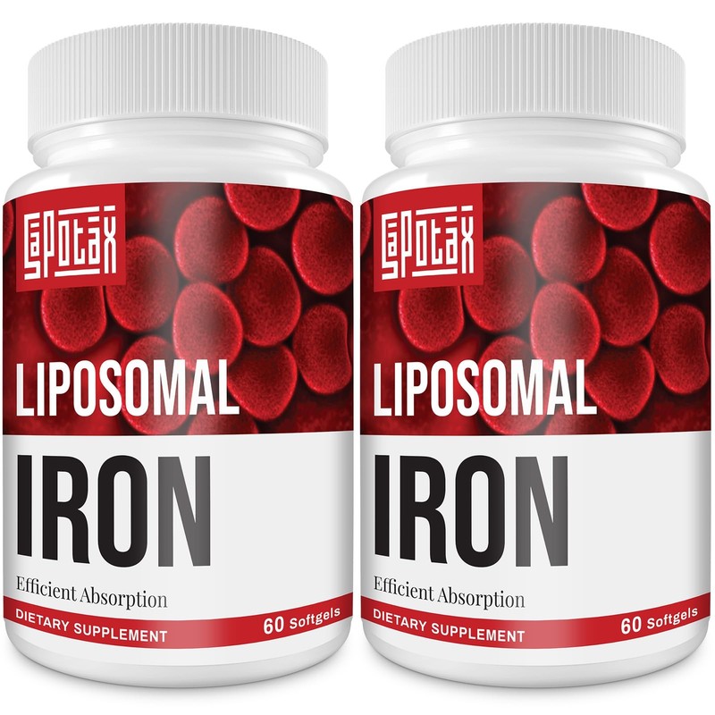 Liposomal Iron Supplement 65 mg with Folic Acid B12 for Energy Support 60