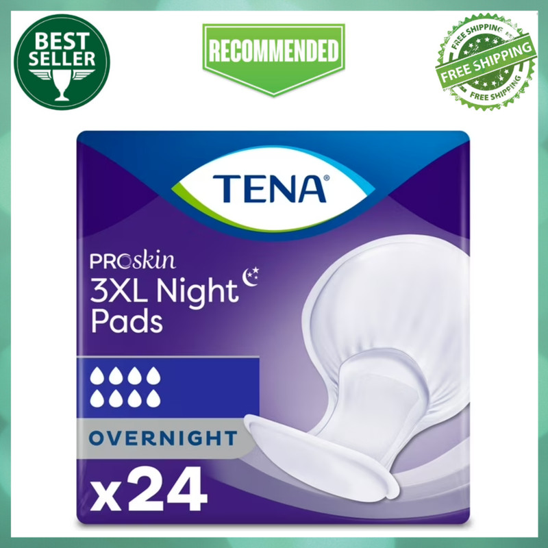 Tena ProSkin 3XL Incontinence Pads for Women & Men, Overnight Absorbency, 24 Ct