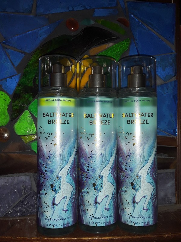 3x Bath & Body Works SALTWATER BREEZE Fine Fragrance Mist Body Spray RARE LOT x3