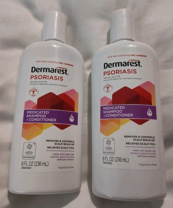 2 Dermarest Psoriasis Medicated Shampoo + Conditioner w/ Zinc Complex NWOB 2/28+