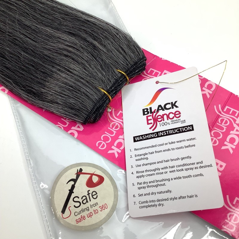 BLACK Essence PREMIUM YAKI 14" Hair Extensions 100% Human Hair Color 44 gallery